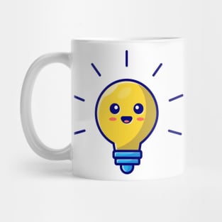 Cute Lightbulb Cartoon Vector Icon Illustration Mug